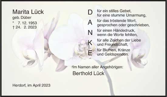 Traueranzeige von Marita Lück von Siegener Zeitung