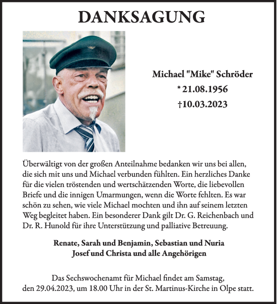 Traueranzeige von Michael Schröder von Siegener Zeitung