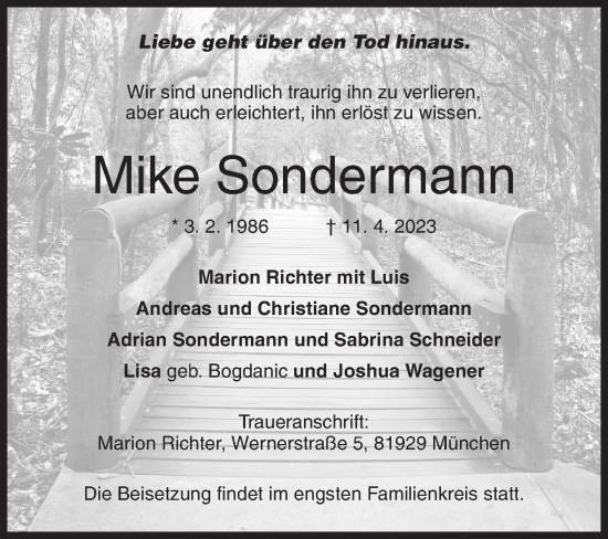 Traueranzeige von Mike Sondermann von Siegener Zeitung