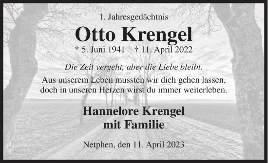 Traueranzeige von Otto Krengel von Siegener Zeitung