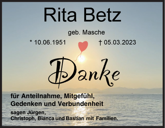 Traueranzeige von Rita Betz von Siegener Zeitung