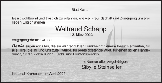 Traueranzeige von Waltraud Schepp von Siegener Zeitung