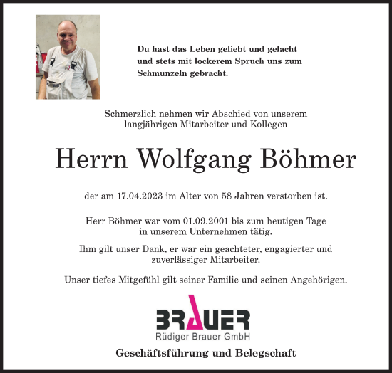 Traueranzeige von Wolfgang Böhmer von Siegener Zeitung