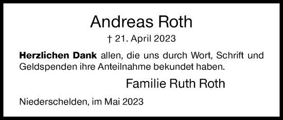 Traueranzeige von Andreas Roth von Siegener Zeitung