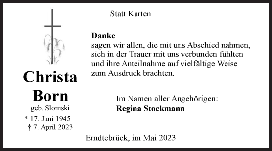 Traueranzeige von Christa Born von Siegener Zeitung