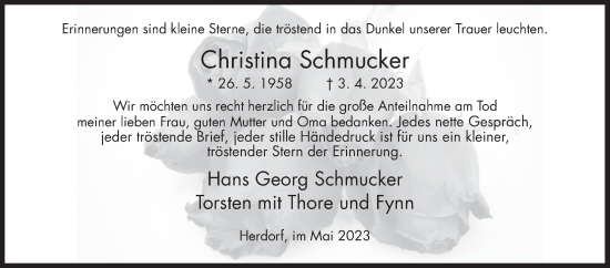 Traueranzeige von Christina Schmucker von Siegener Zeitung