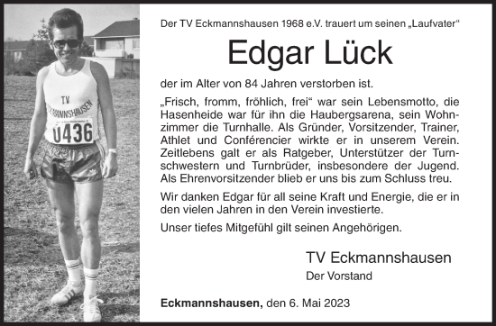Traueranzeige von Edgar Lück von Siegener Zeitung