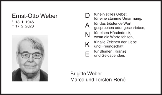 Traueranzeige von Ernst-Otto Weber von Siegener Zeitung
