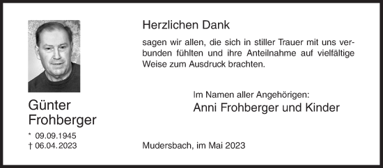 Traueranzeige von Günter Frohberger von Siegener Zeitung