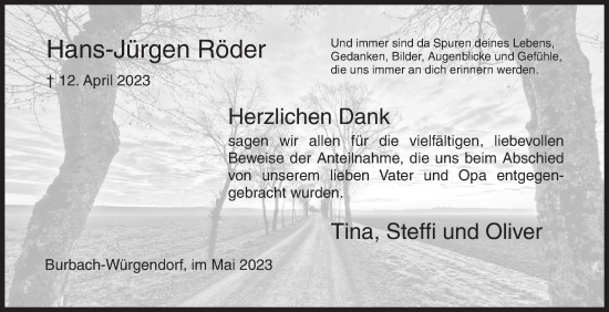 Traueranzeige von Hans-Jürgen Röder von Siegener Zeitung