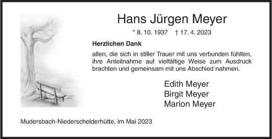 Traueranzeige von Hans Jürgen Meyer von Siegener Zeitung