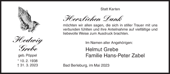Traueranzeige von Helmut Grebe von Siegener Zeitung