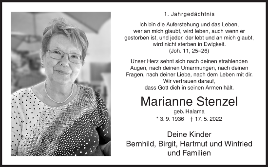 Traueranzeige von Marianne Stenzel von Siegener Zeitung