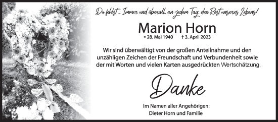 Traueranzeige von Marion Horn von Siegener Zeitung