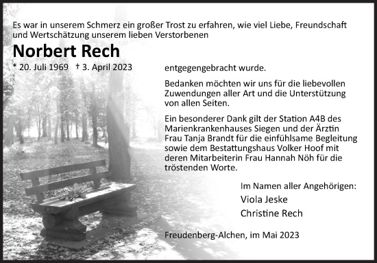 Traueranzeige von Norbert Rech von Siegener Zeitung