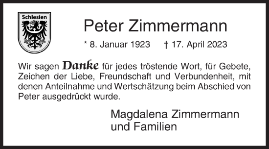 Traueranzeige von Peter Zimmermann von Siegener Zeitung