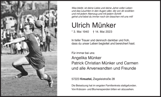 Traueranzeige von Ulrich Münker von Siegener Zeitung