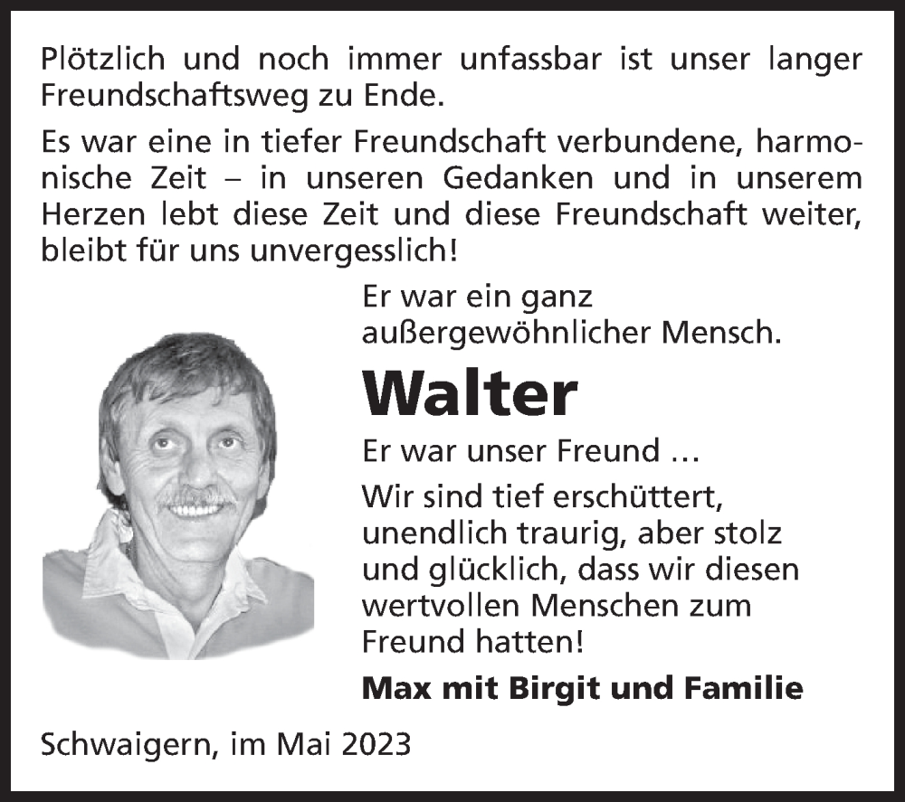  Traueranzeige für Walter  vom 27.05.2023 aus Siegener Zeitung