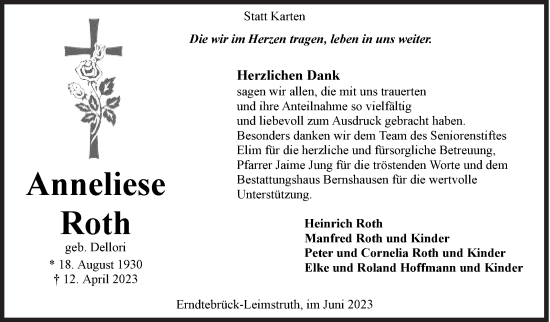 Traueranzeige von Anneliese Roth von Siegener Zeitung