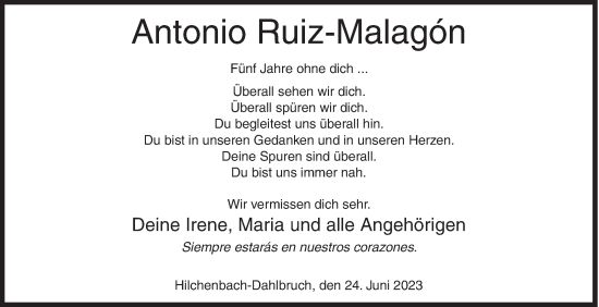 Traueranzeige von Antonio Ruiz-Malagón von Siegener Zeitung