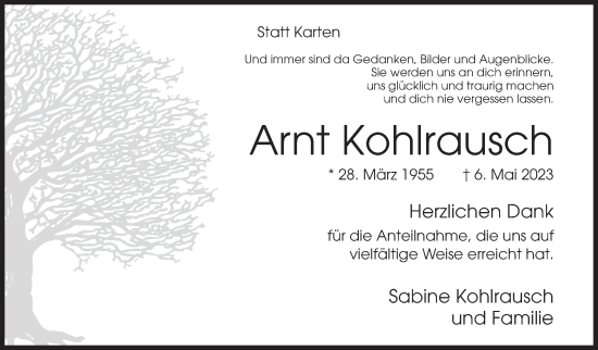Traueranzeige von Arnt Kohlrausch von Siegener Zeitung