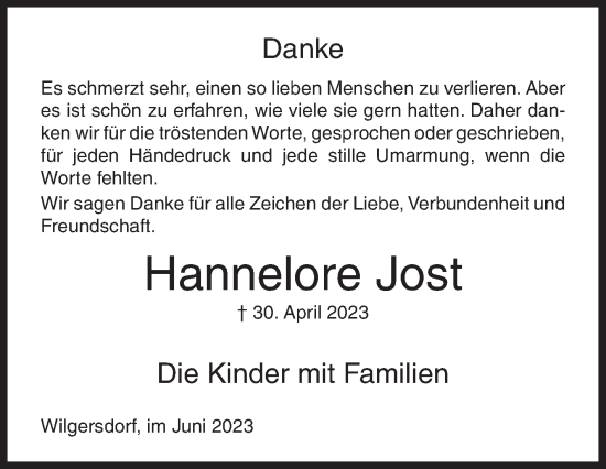 Traueranzeige von Hannelore Jost von Siegener Zeitung