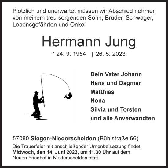 Traueranzeige von Hermann Jung von Siegener Zeitung