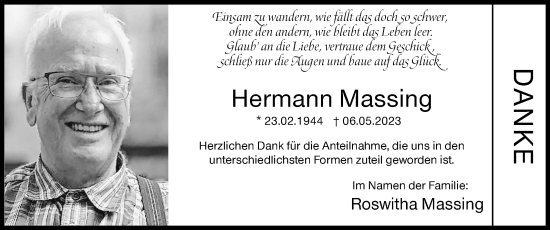 Traueranzeige von Hermann Massing von Siegener Zeitung
