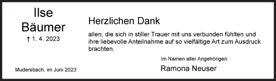 Traueranzeige von Ilse Bäumer von Siegener Zeitung