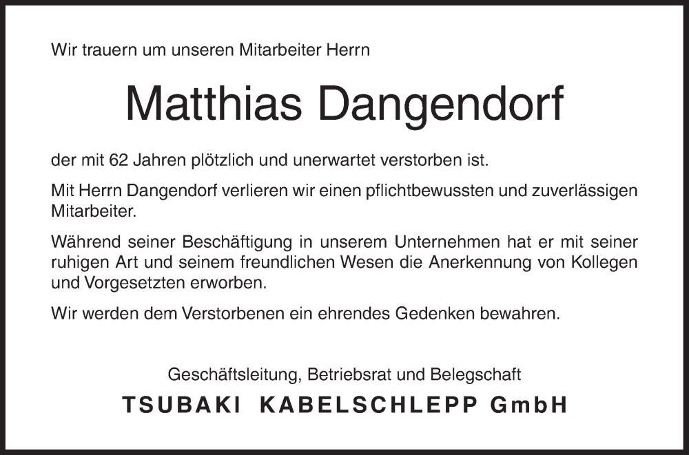  Traueranzeige für Matthias Dangendorf vom 10.06.2023 aus Siegener Zeitung