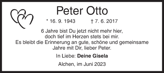 Traueranzeige von Peter Otto von Siegener Zeitung