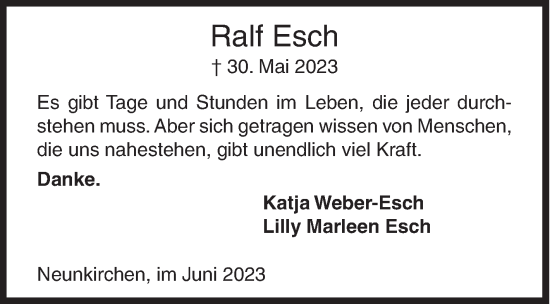 Traueranzeige von Ralf Esch von Siegener Zeitung