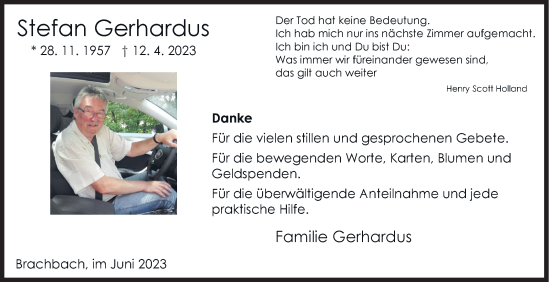 Traueranzeige von Stefan Gerhardus von Siegener Zeitung