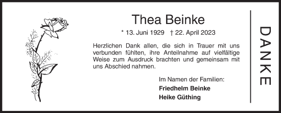 Traueranzeige von Thea Beinke von Siegener Zeitung