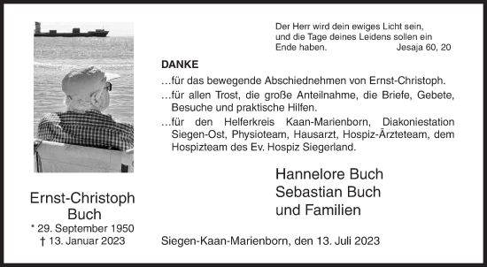 Traueranzeige von Ernst-Christoph Buch von Siegener Zeitung