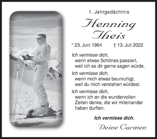 Traueranzeige von Henning Theis von Siegener Zeitung