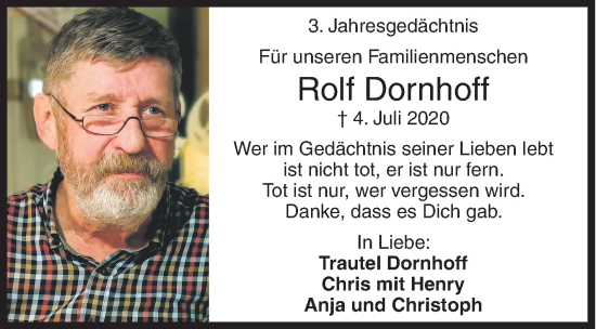 Traueranzeige von Rolf Dornhoff von Siegener Zeitung