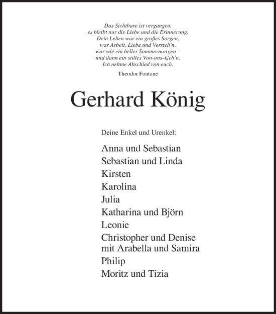 Traueranzeige von Gerhard König von Siegener Zeitung