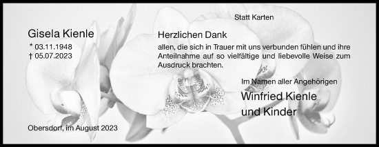 Traueranzeige von Gisela Kienle von Siegener Zeitung
