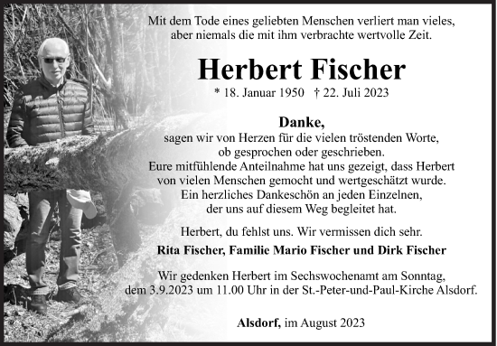Traueranzeige von Herbert Fischer von Siegener Zeitung