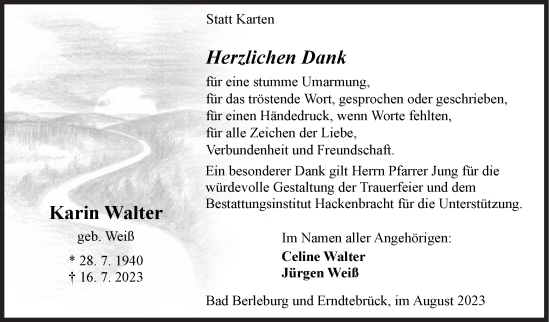 Traueranzeige von Karin Walter von Siegener Zeitung