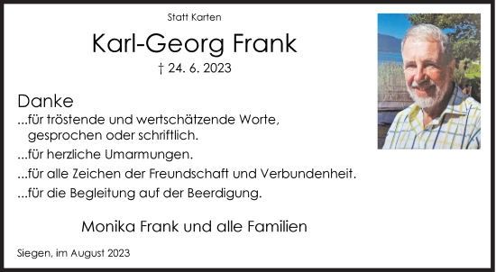 Traueranzeige von Karl-Georg Frank von Siegener Zeitung