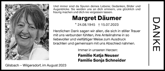 Traueranzeige von Margret Däumer von Siegener Zeitung