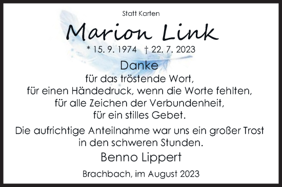 Traueranzeige von Marion Link von Siegener Zeitung