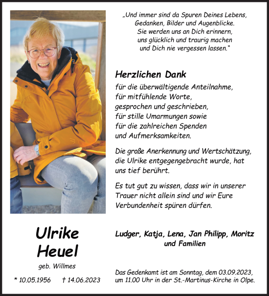 Traueranzeige von Ulrike Heul von Siegener Zeitung
