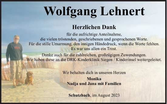 Traueranzeige von Wolfgang Lehnert von Siegener Zeitung