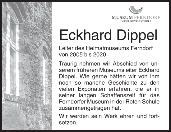 Traueranzeige von Eckhard Dippel von Siegener Zeitung