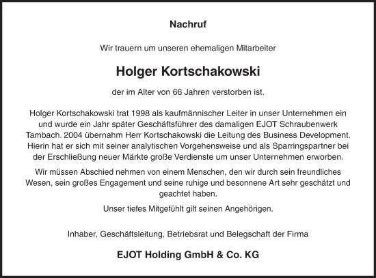 Traueranzeige von Holger Kortschakowski von Siegener Zeitung