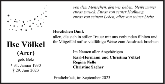 Traueranzeige von Ilse Völkel von Siegener Zeitung