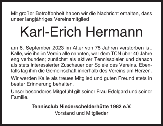 Traueranzeige von Karl-Erich Hermann von Siegener Zeitung
